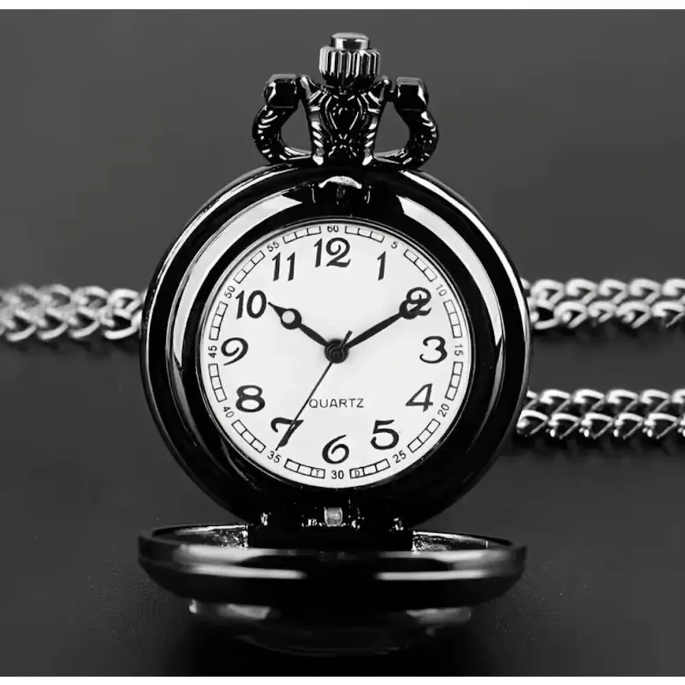 Floral Raven Crow Pocket Watch Necklace Vintage Style Pendant Chain Gothic